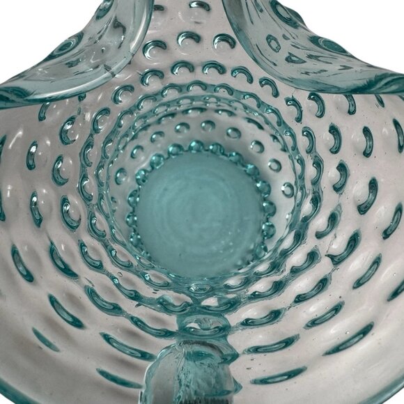 Empoli 1950s Clear Aqua Blue Hobnail Pitcher Vase 8” Italy Art Glass MCM Vintage - Picture 5 of 13